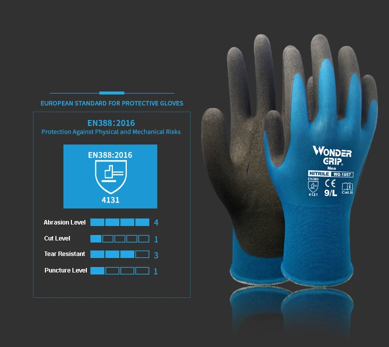 Women Safety Gardening Work Gloves 6 pairs Blue Nylon Spandex Micro Foam Nitrile Maxi High Flex Grip Abrasion Resistant