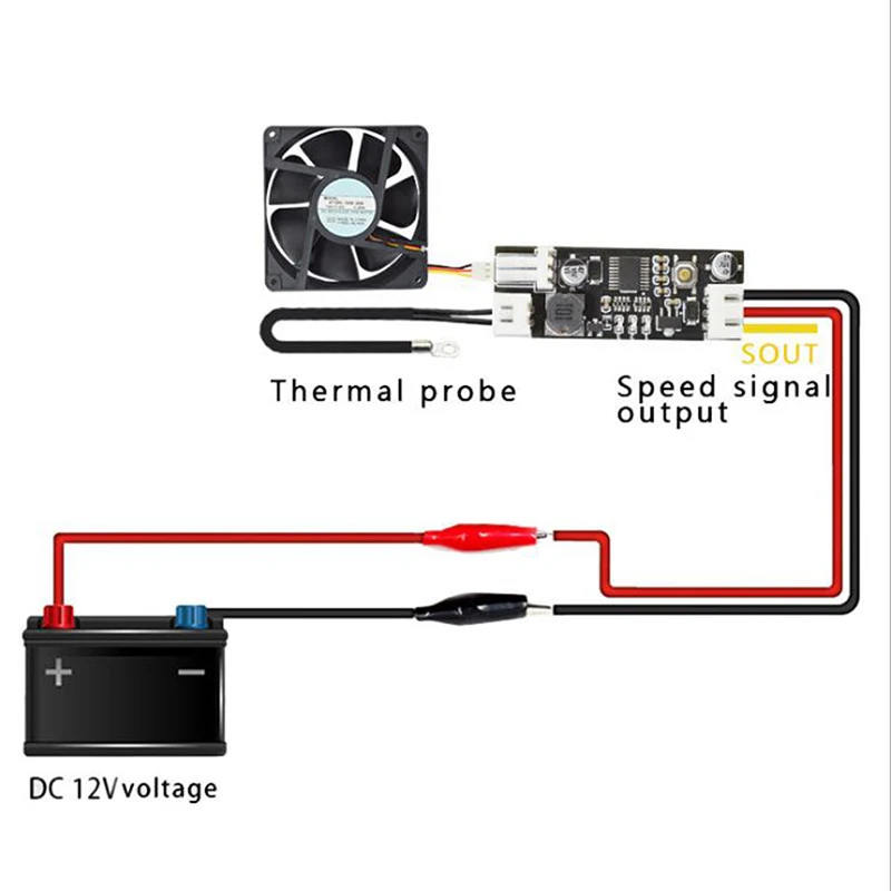 0.8A 12V PWM 2-3 Wire Fan Temperature Speed Controller Governor For PC Fan