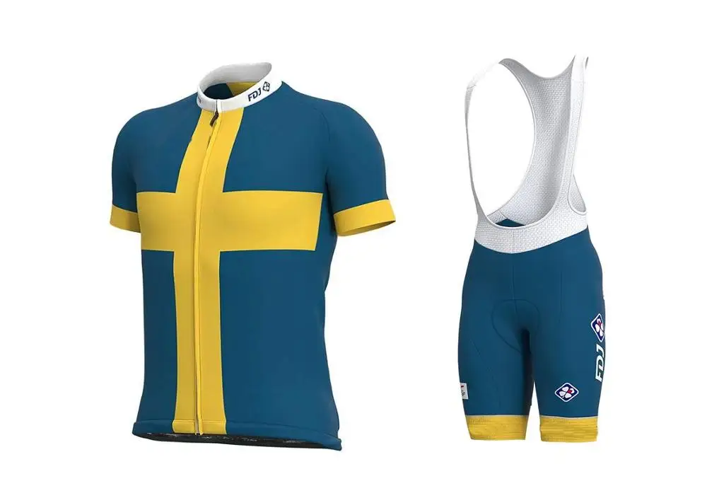 2020 GROUPAMA FDJ  TEAM Sweden Men's Cycling Jersey Short Sleeve Bicycle Clothing With Bib Shorts Ropa Ciclismo