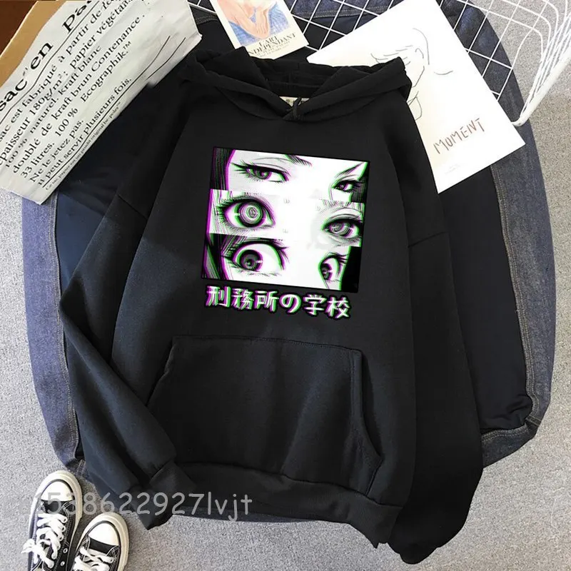 

Prison School Eyes Sad Print Anime Hoodie Winter Japanese Women Sweatshirt Women Warm Clothes Vintage Harajuku Unisex Tops