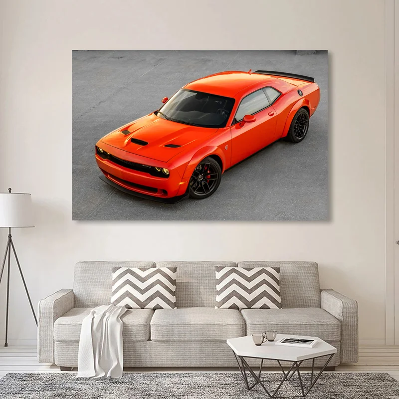 Canvas Paintings Challenger Tuning SRT Hellcat Orange Supercar Posters Modern Wall Art Prints for Living Room Decor