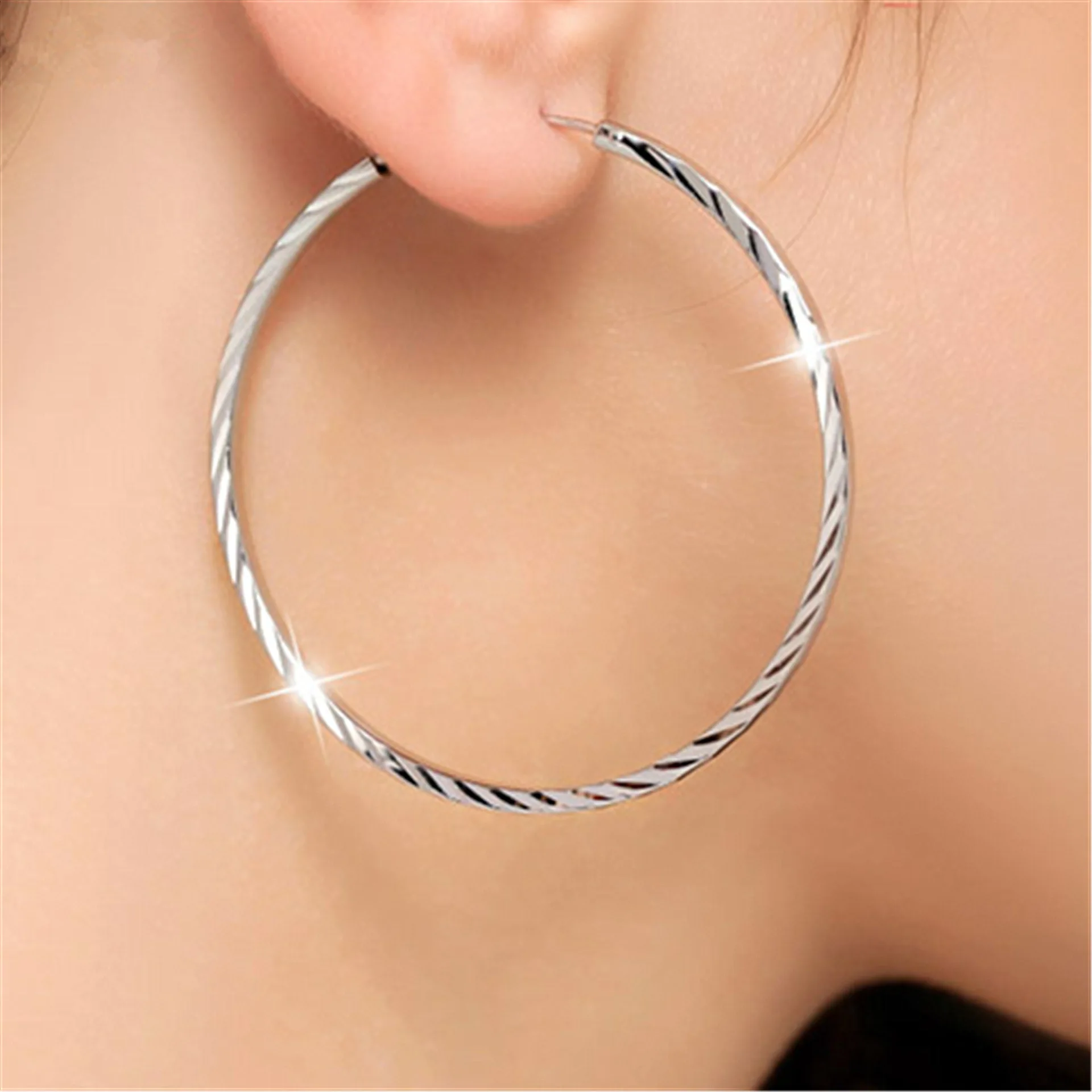 New 925 Sterling Silver Earrings 5CM/3CM Car Flower Fashion Earrings Dress Women Jewelry Gift