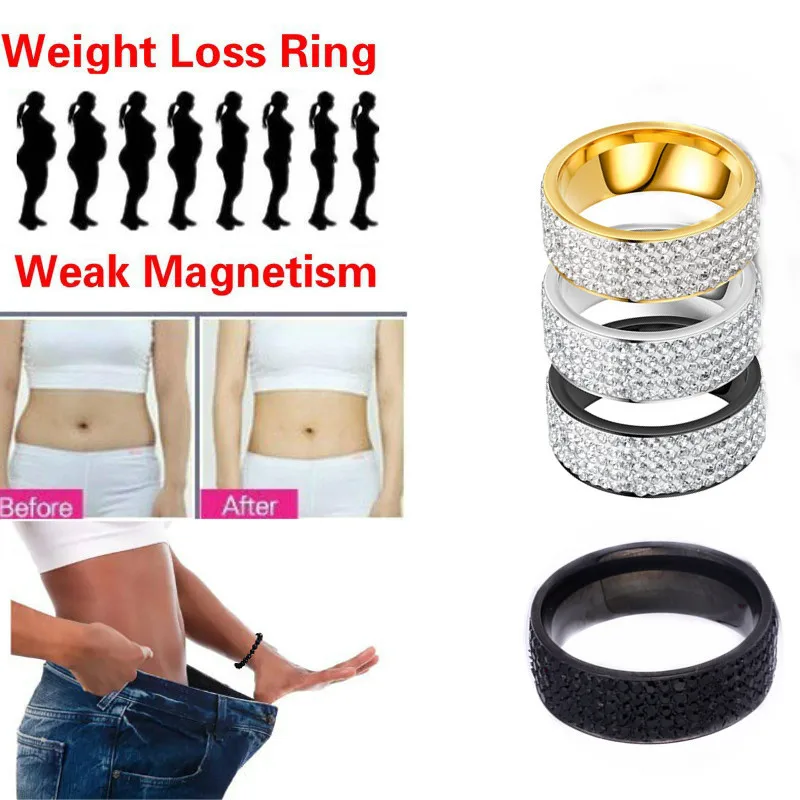 2020 new Fashion Stainless Steel Rhinestone Magnetic Slimming Weight Loss Care Fitness Lose Weight Burning five rows of ring