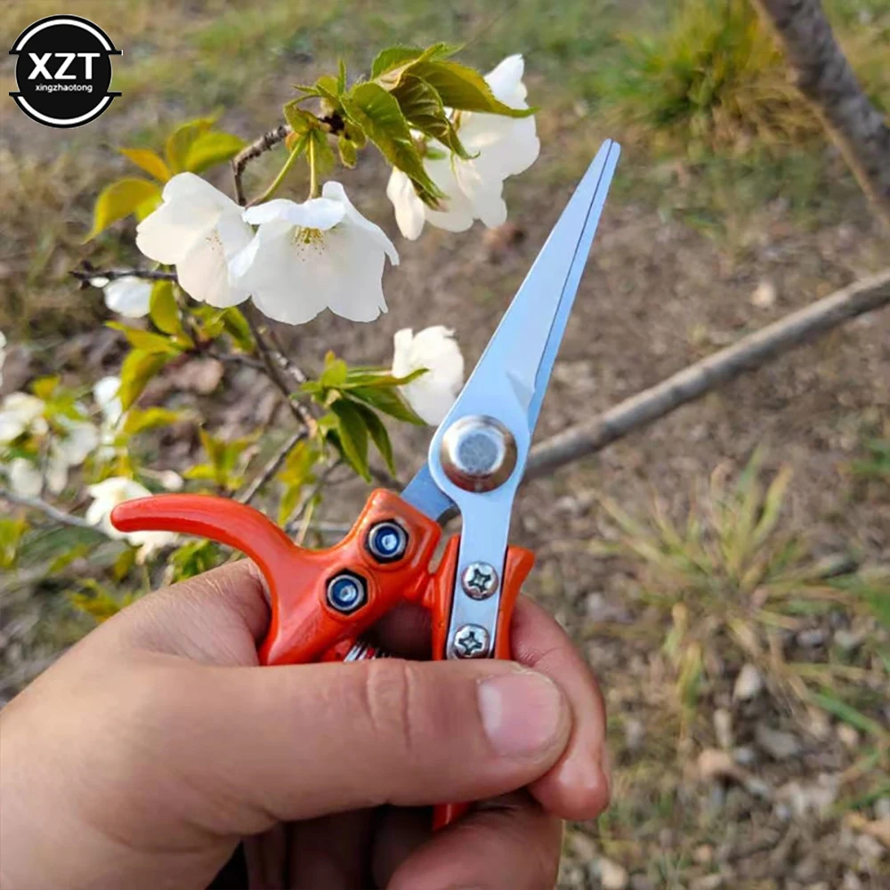 Multi-function Garden Scissors with Safety Buckle Labor-saving Stainless Steel Spring Gardening Pruning Shear Plant Cutter Tools