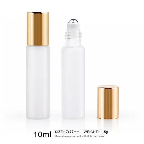 Imagen 2 del producto Minibotella de Perfume rellenable, frasco de vidrio esmerilado Roll On para aceite esencial, frasco de muestra de Perfume vacío de viaje, 10ml, 100 unids/lote