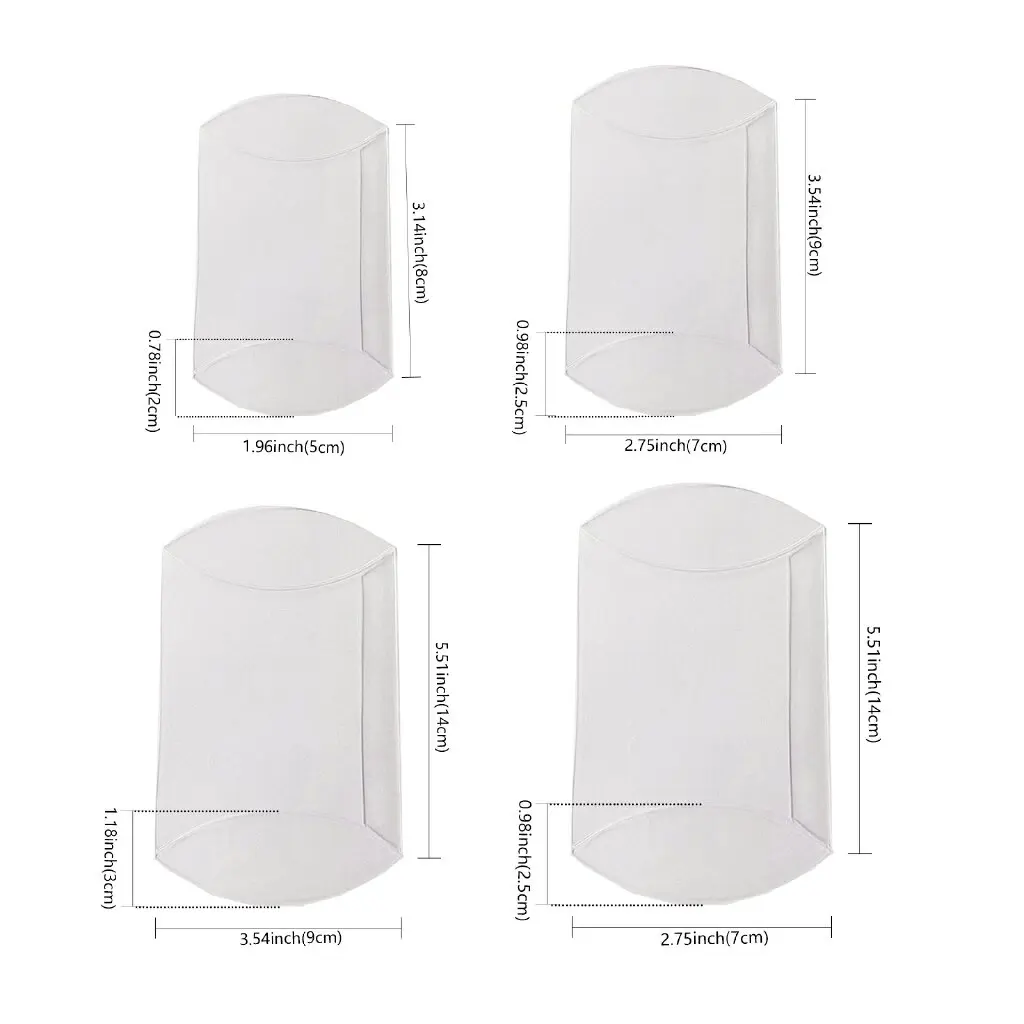 Caja de PVC transparente con forma de almohada para 20 piezas, caja de almacenamiento de plástico para dulces, embalaje de regalo transparente,