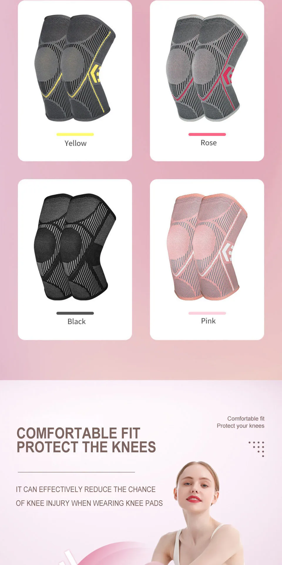AOLIKES 1PCS Kniebandage Unterstützung für Arthritis Gelenk Nylon Sport Fitness Kompression Ärmeln Knieschoner Radfahren Laufen Schutz – Detail 4