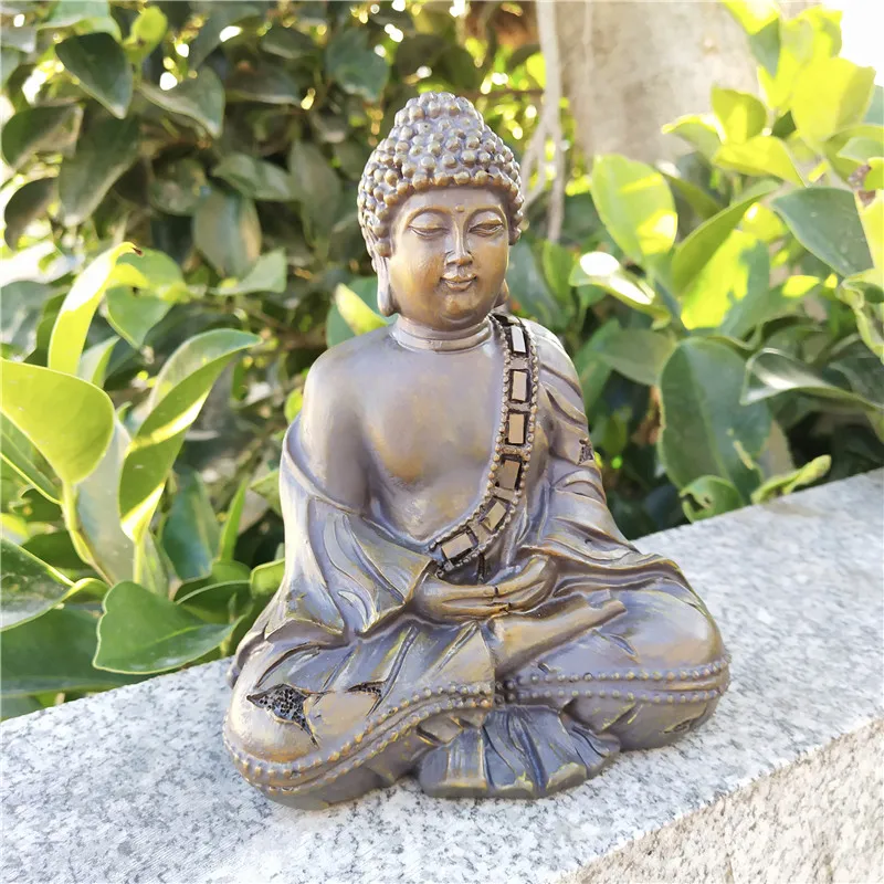 Stone Color Buddha Statue Home Decor Resin Big Feng Shui Meditation Buddha Sculpture Zen Figurines Room Office Garden Decoration