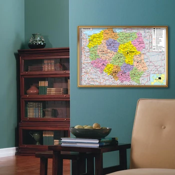 Mapa de transporte de 59x42cm, mapa de pared de Polonia en cartel pequeño francés, pintura en lienzo, suministros escolares de viaje, decoración del hogar