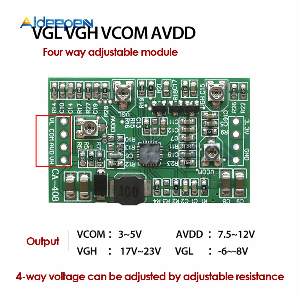 3.3V CA-508 CA-408 4 Channel Adjustable Booster Board Module LCD Screen TCON Board TFT Backlight Driver Step Up TCON Board