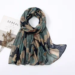 2024 Fashion Women Cotton Viscose Scarf Ombre Floral Voile Beach Hijab Shawls and Wraps Female Foulard Echarpe Designer 180*90Cm