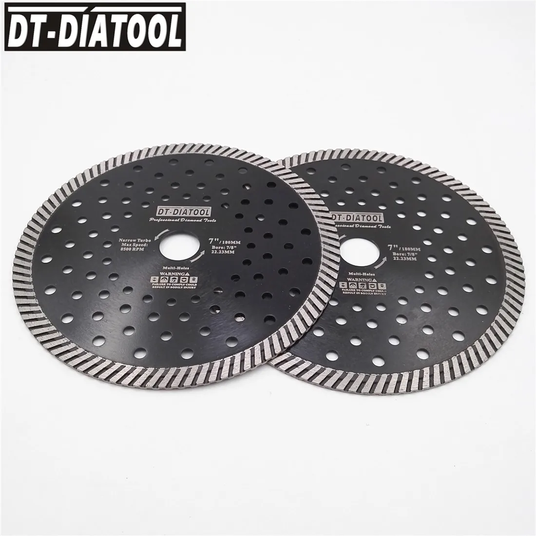 DT-DIATOOL 2 шт., диаметр 180 мм/7 дюймов, алмазные горячепрессованные узкие алмазные турбо-диски, режущий диск для гранита, мрамора, пильные диски