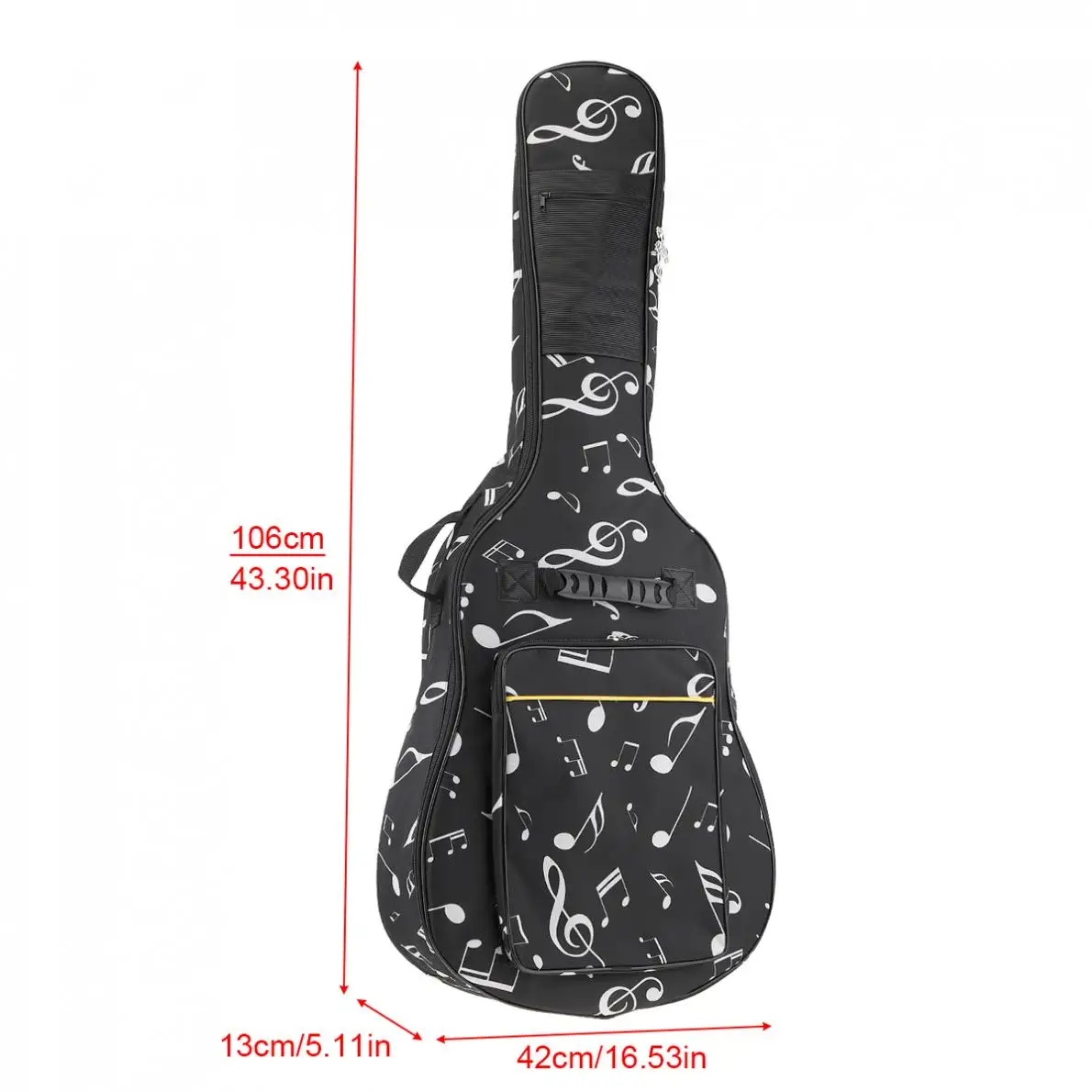 40 / 41 Inch Musical Note Folk Acoustic Guitar Case Gig Bag Double Straps Canvas Cotton Soft Cover Waterproof Backpack