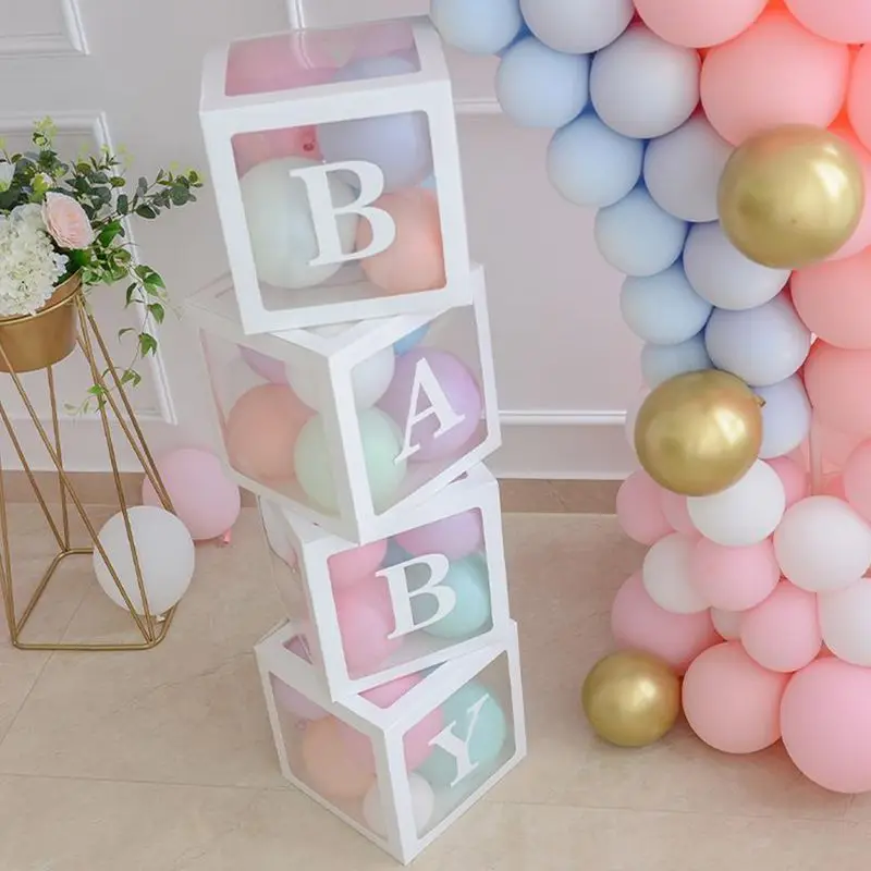 Transparent Baby Shower Box Boy Girl Birthday Decor 1st One First Birthday Wedding Party Decor Christening Babyshower Supplies