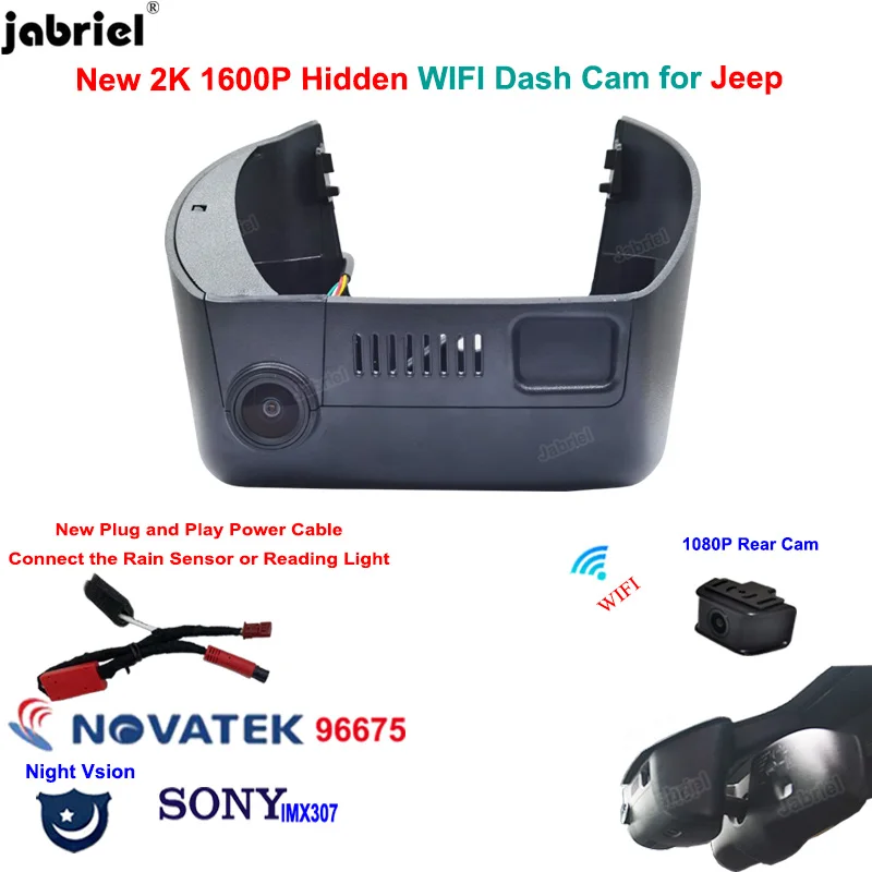 

New 2K Car Dvr Dash Cam Camera For Jeep Cherokee 2013 2014 2015 2016 2017 2018 2019 2020 2021 for Jeep Dodge for Jeep Chrysler