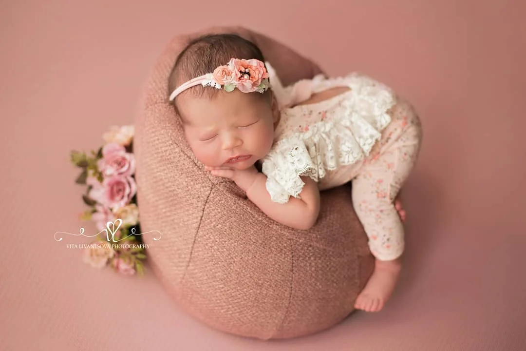 Newborn Photography Props Lace Long Romper Headband Set Photo Shooting Bebe Fisrt Picture Gift Baby Photo Poses for Studio Shop