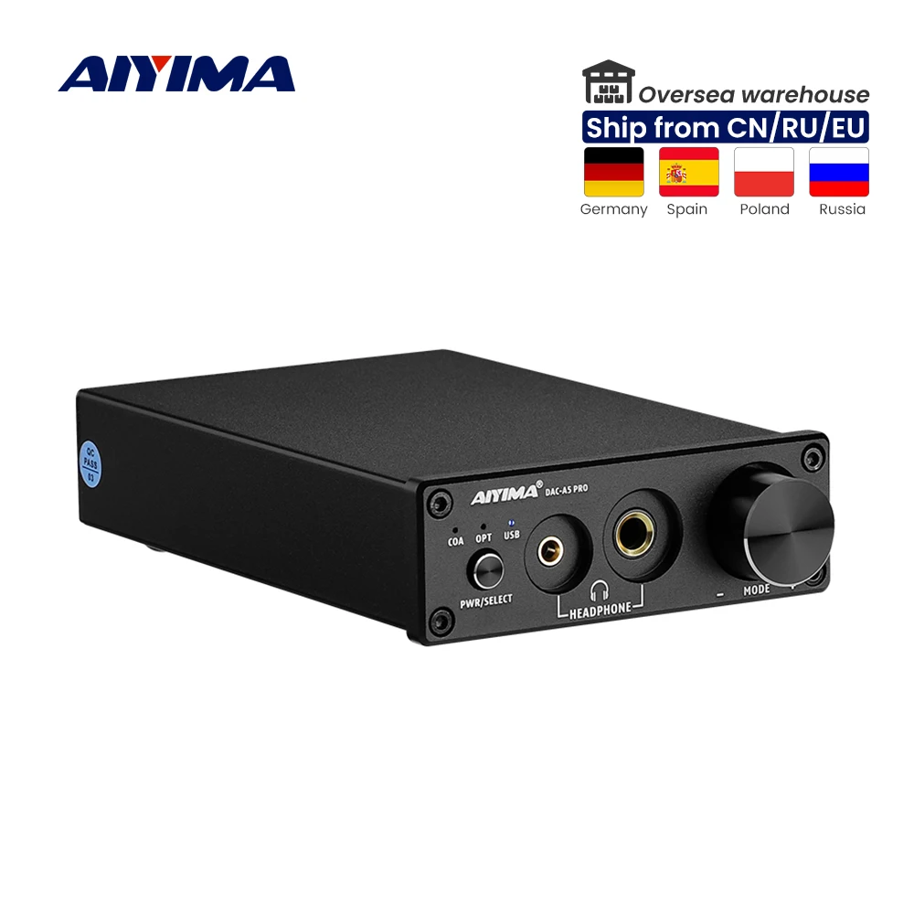 

AIYIMA Portable DAC A5 pro Headphone Amplifier ESS9018K2M Digital Analog Adapter Stereo Audio Decoder Coaxial Optical Amplifier