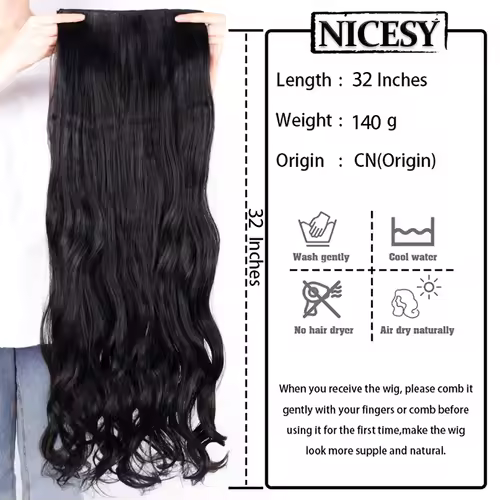 NICESY Synthetic Long Wavy 5 Clips Hair Extensions 22Inch/32Inch Clip On Hair Extensions High Tempreture Fake For Women - Image 4