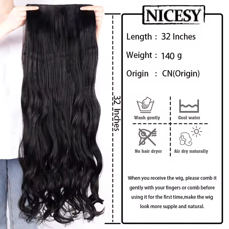 NICESY Synthetic Long Wavy 5 Clips Hair Extensions 22Inch/32Inch Clip On Hair Extensions High Tempreture Fake For Women - Image 4