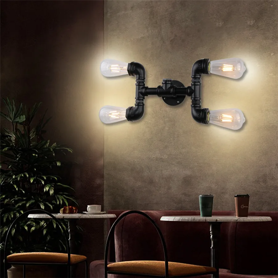 

American Creative Wall Lamps Retro Loft Water Pipe Lights Bar Cafe Restaurant Pub Club Hall Aisle Industrial Stair Wall Sconce