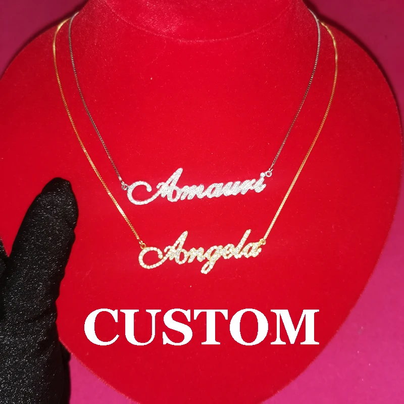 

Grandbling Unique Customized Name Necklace Cubic Zirconia Name Pendant Personalized Letters Jewelry for Birthday Gift