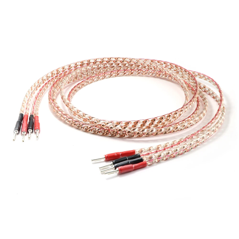 High Quality VS904 HIFI Audio Flat Speaker Cable with Hi-end Banana Connector Audiophile Loudspeaker Cable for Power Amplifier