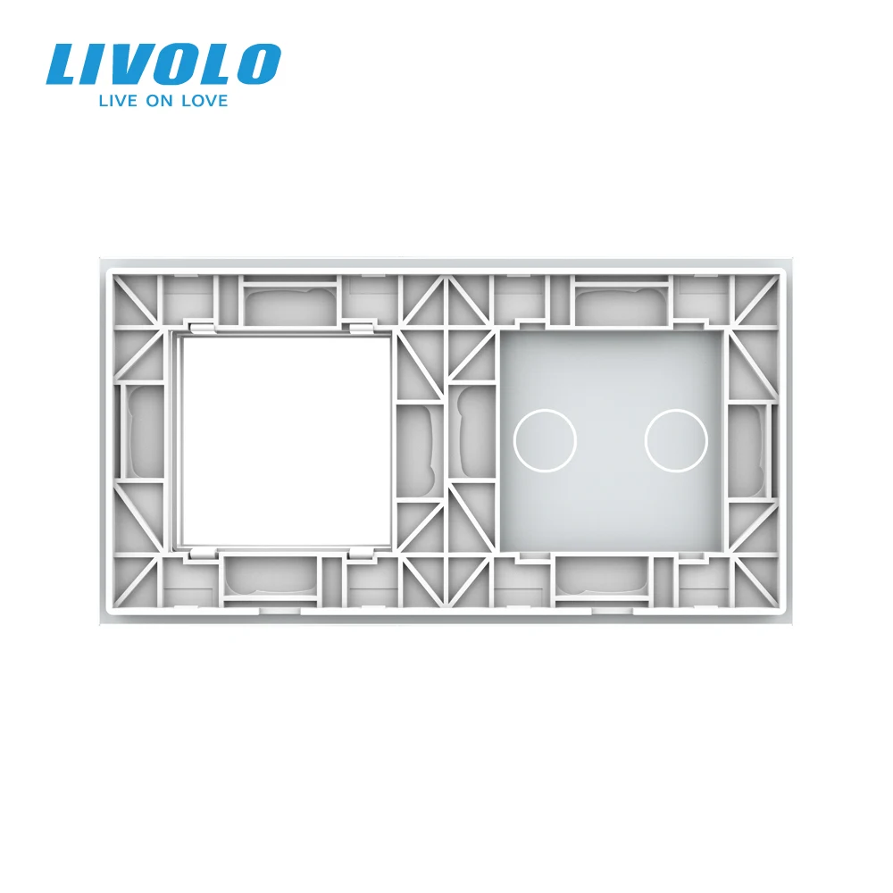 New Livolo EU standard, Luxury White Pearl Crystal Glass, 151mm*80mm, 2Gang &1 Frame Glass Panel, VL-C7-C2/SR-11 for Switch DIY