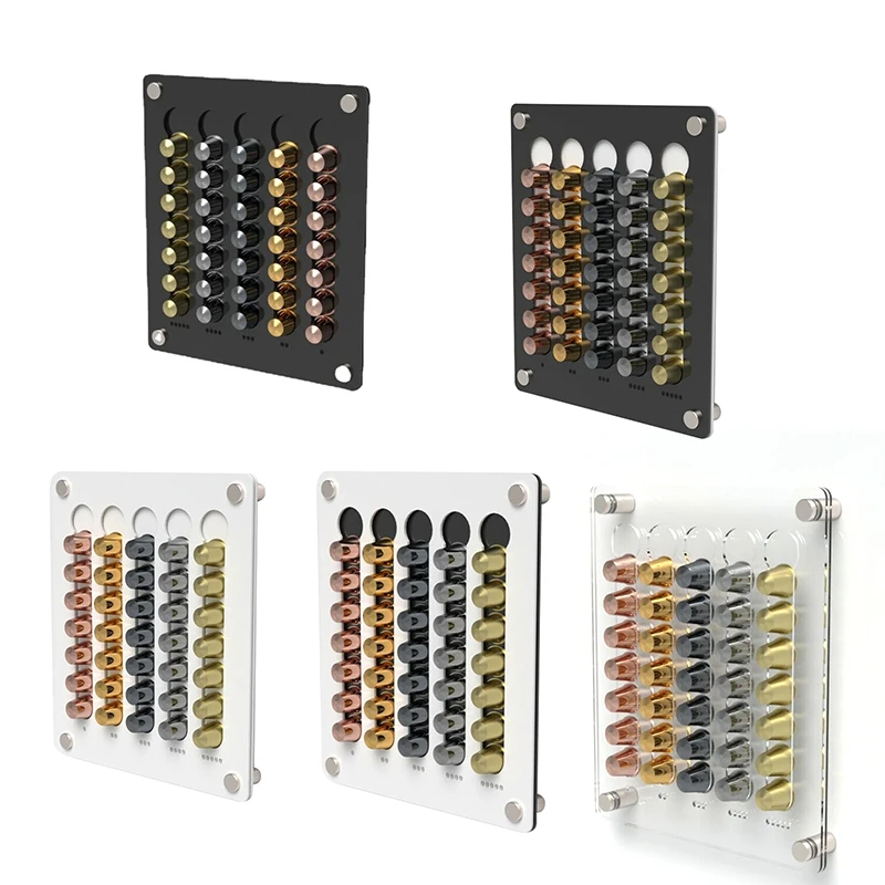 35 Pods Coffee Capsule Storage Display Rack Wall-mounted Transparent Coffee Capsule Holder Coffeeware Nespresso Capsule Holder