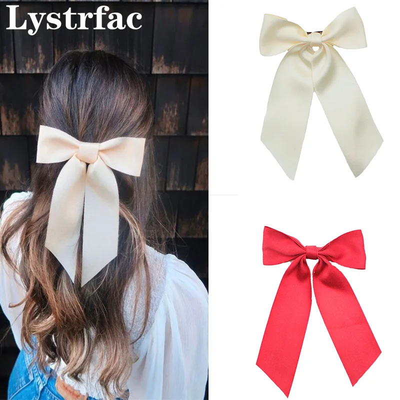 

Lystrfac Fashion Retro Ribbon Bow Tie Hair Clips for Women Girls Wide Back Head Top Clip Hairpin Hairgrips Hair Accessories