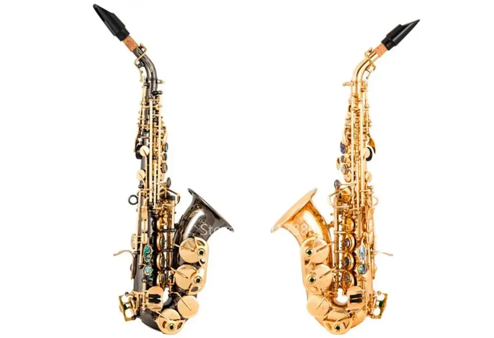 

SAIDESEN SAS-780 Bb Tune Soprano Saxophone Brass Gold&Black Nickel Plated Curved Neck B-Flat Soprano Sax Musical Instrument