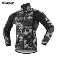 ARSUXEO Thermal Mtb Road Cycling Jacket Winter Night Reflective Warm Bicycle Clothing Windproof Waterproof Men Coat Bike Jersey