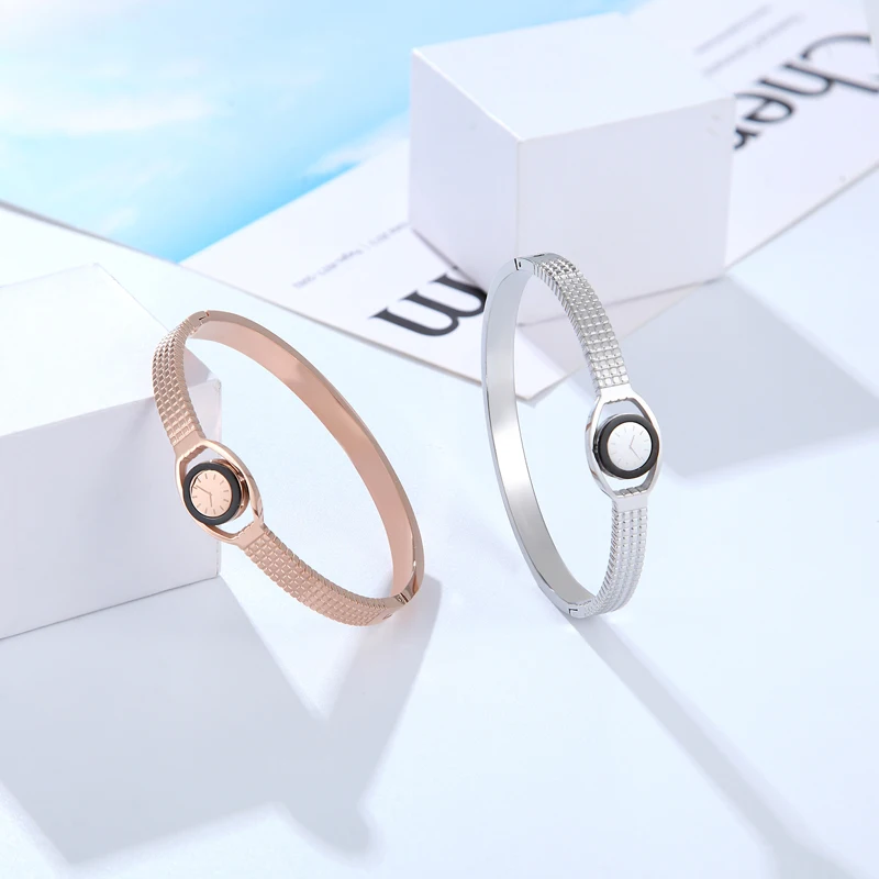 New Arrival Imitation Watch Shape Woman Bangle Bracelet Stainless Steel Jewelry Woman Bracelet Gift for Women