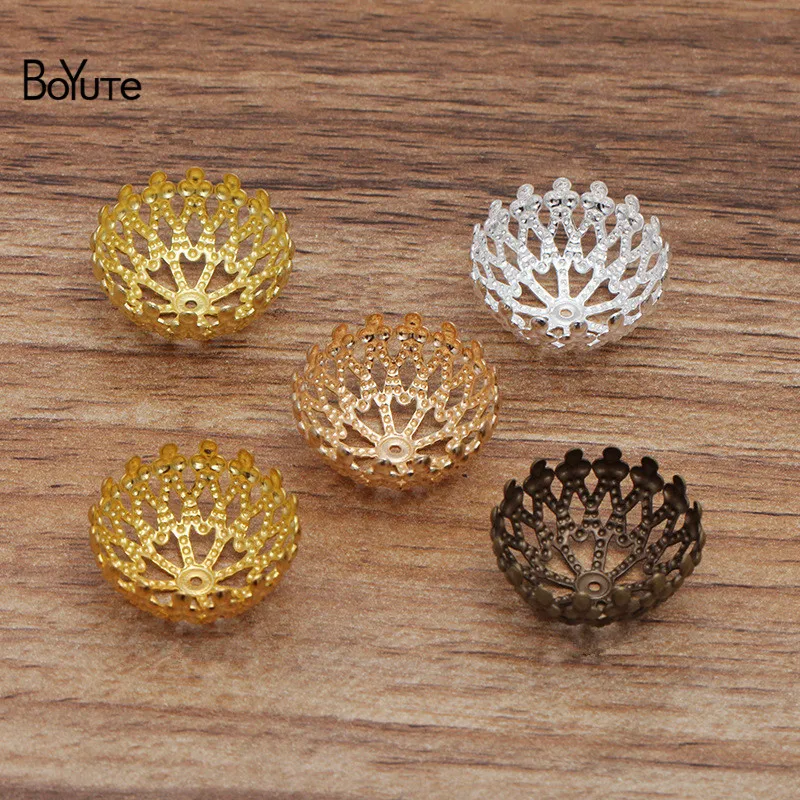 BoYuTe (100 Pieces/Lot) 12MM 20MM Metal Brass Filigree Flower Bead Caps Diy Hand Made Jewelry Findings Components