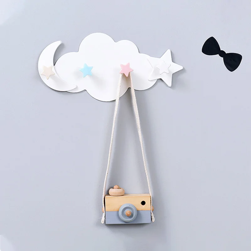 1pcs Cute Cloud Star Wall Mounted Hooks DIY Plastic Clothes Hooks Shelf Hanging Hanger Adhesive Hooks Home Racks Wall Decoration