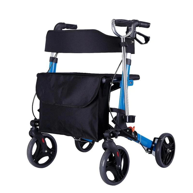 Portable Four-Wheeled Aluminum Alloy Travel Cart with Wheel Seat/sitting Walker Four-Wheel Multi-Purpose Shopping Cart