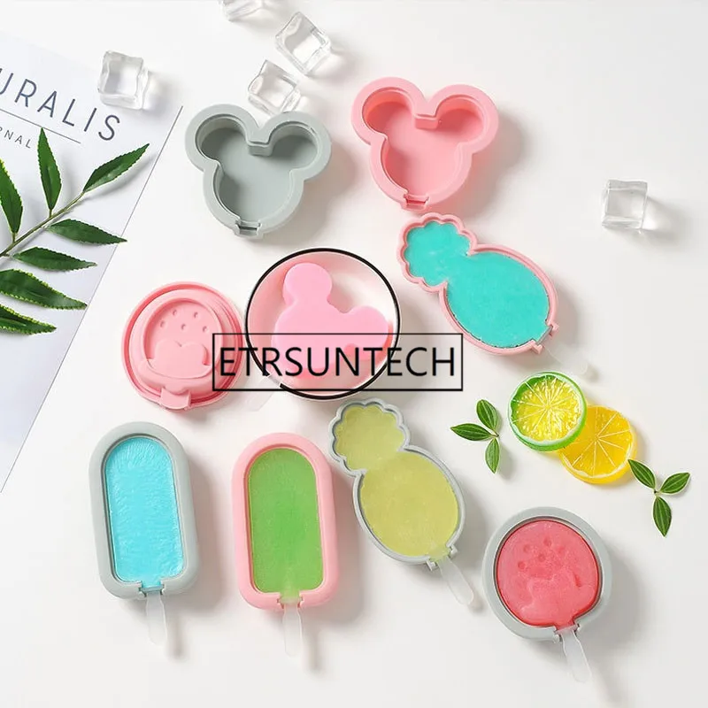 100sets Silicone Ice Cream Popsicle Mould Non-toxic Popsicle Ice Cream Mold Innovative Cute Homemade Stick Ice Cream Maker