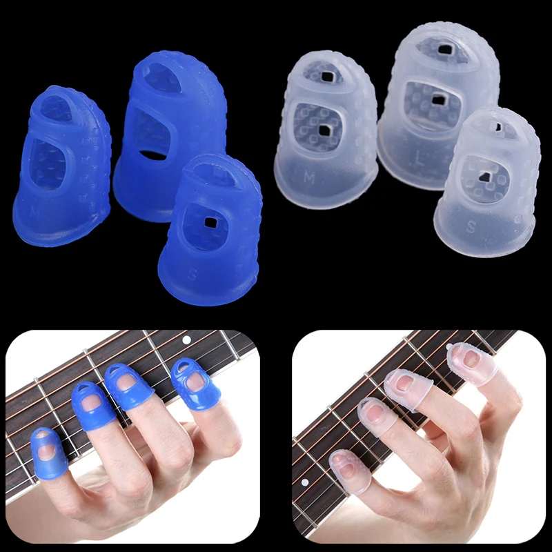 4 PCs/Set Silicone Non-slip Finger Guards Guitar Fingertip For Ukulele Guitar Press Accessories 2 Color Protector For Beginners