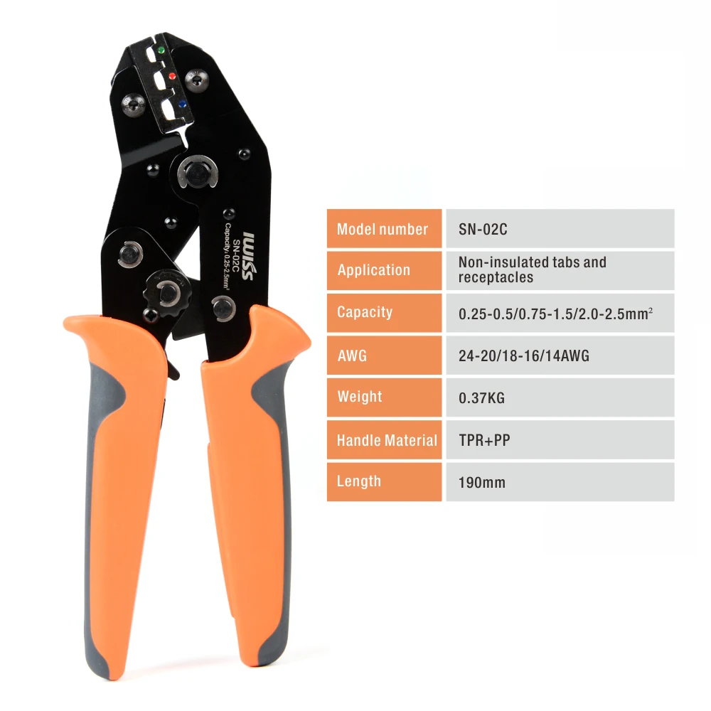 

Инструмент с храповым механизмом SN-02C, обжимные клещи для проволоки для изолированных клемм и Стыковых Соединителей, регулируемый обжимной мини-инструмент