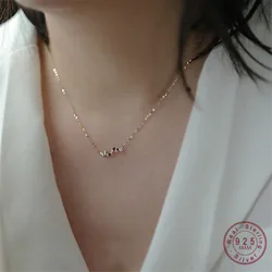 925 Sterling Silver Zirconia Heart Necklace for Women Classic Temperament 14K Gold Plated Jewelry Gift