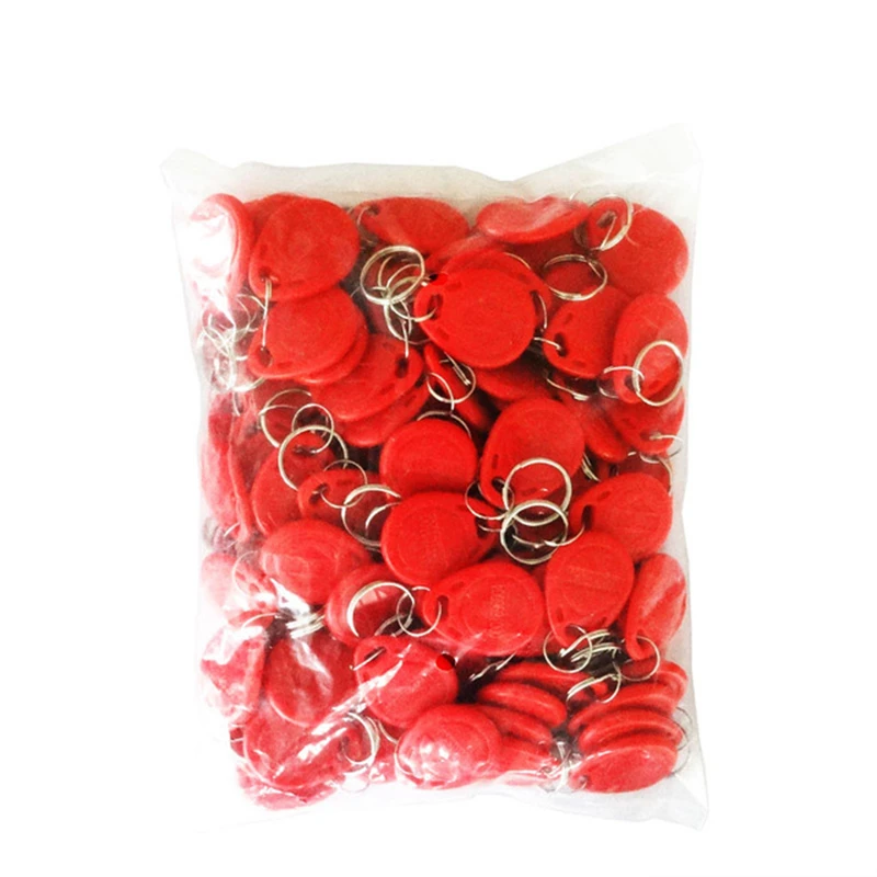 KINJOIN 100pcs/Bag 125Khz RFID Tag Proximity Keyfobs Ring Access Control Card 6 Colour for Access Control Card Reader