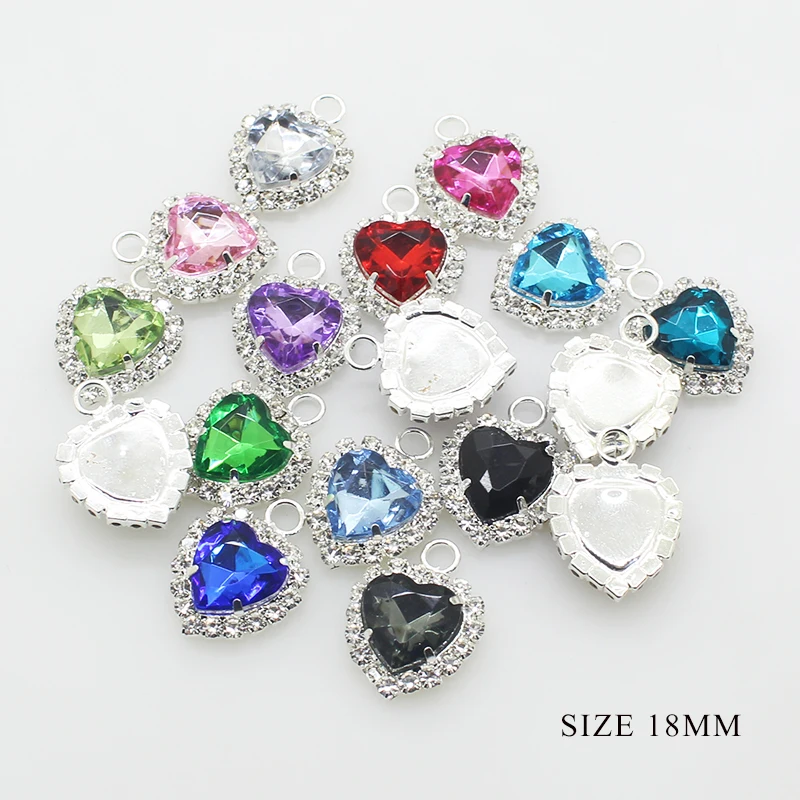 New Rhinestones Pendant Buttons 10Pcs/Lot 18MM Mix Color Acrylic Buttons DIY Handwork Sewing Decoration Metal Accessories