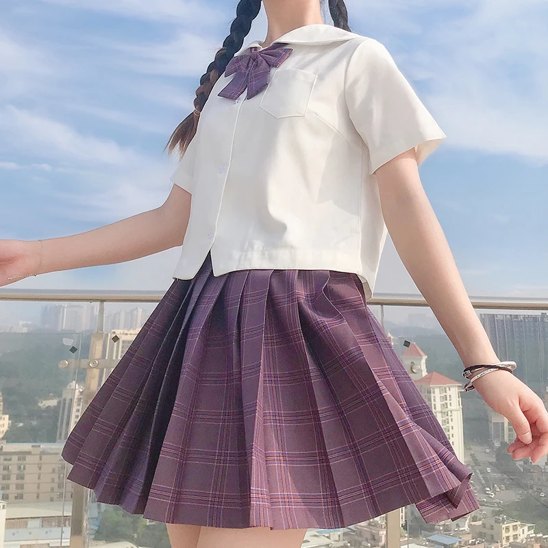 

Students JK uniform Plaid Orthodox Basic Stylish Suit Female 2020 Summer New Sailor Three-Piece Suit japanese school uniform