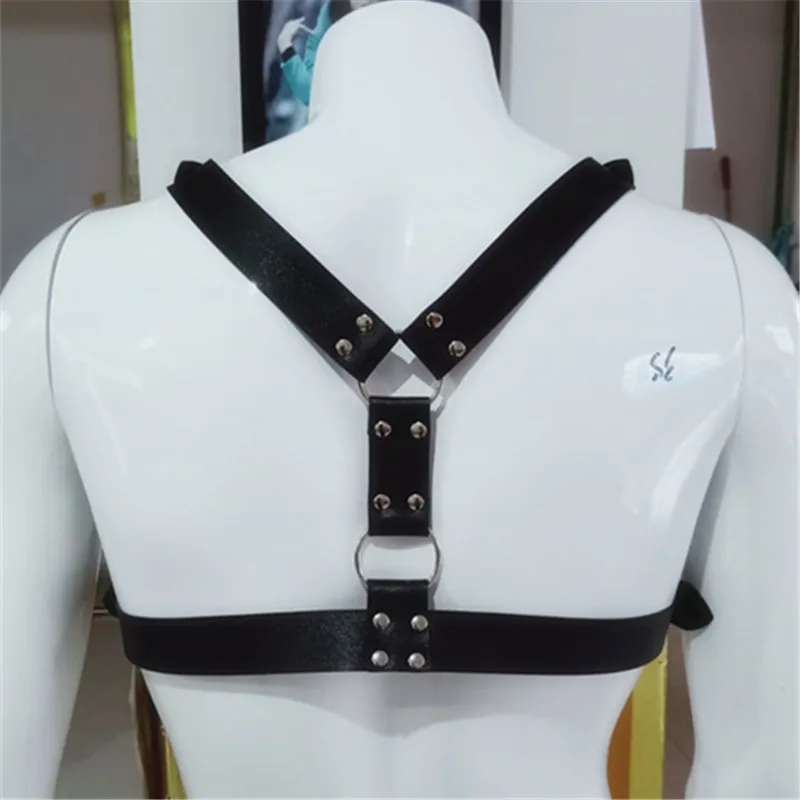 Fetish Men Leather Gay Harness Belts Adjustable Sexual Body Bondage Chest Harness Strap Erotic Rave Gay Clothing for Adult Sex