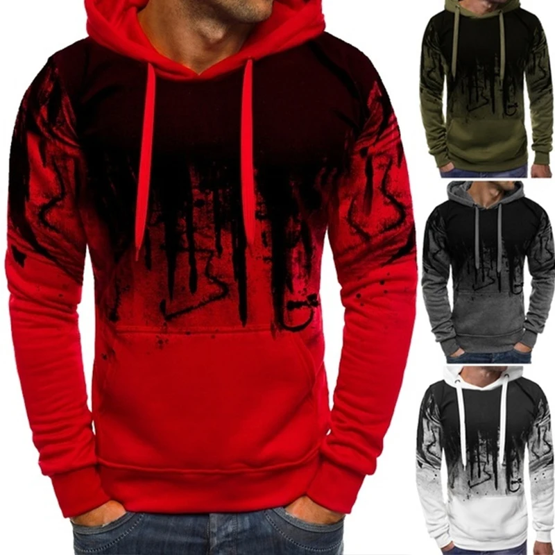 Nam Mùa Thu Đông Thời Trang Ngụy Trang Áo Nỉ Dài Tay Khoác Áo Thể Thao Hoodie Phối S-4XL