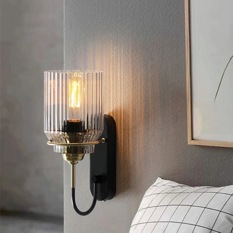 Retro Industrial Style Bedside Wall Lamp Nordic Nostalgia Bar Aisle Corridor Mirror Front Iron Glass Edison Wall Sconce Fixtures