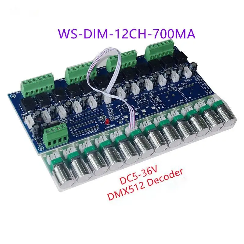 

DMX512 Constant Common Anode Current 12 Channel RGB Controler Dimmer 350MA 700MA RGB LED Strip Lights WS-DIM-12CH-350MA