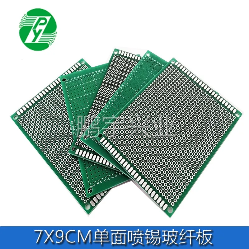 7x9 cm único lado spray estanho 1.6 grosso 2.54-espaçamento placa universal buraco pcb