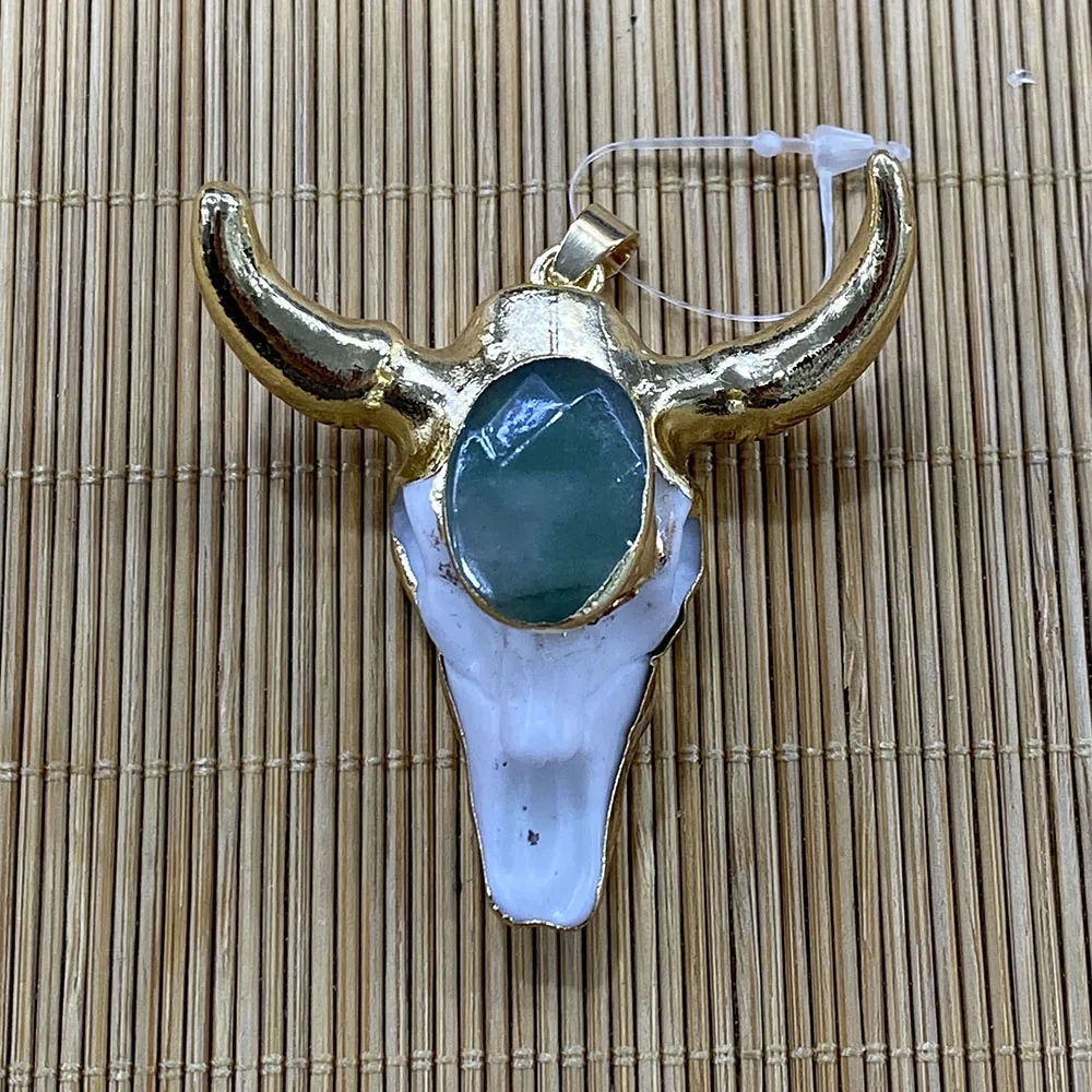 Imagen 7: Colgante de resina con forma de cabeza de toro de Animal, colgante de collar con diamantes pegajosos para fabricación de joyas DIY, colgante de pulsera personalizado, 1 ud.