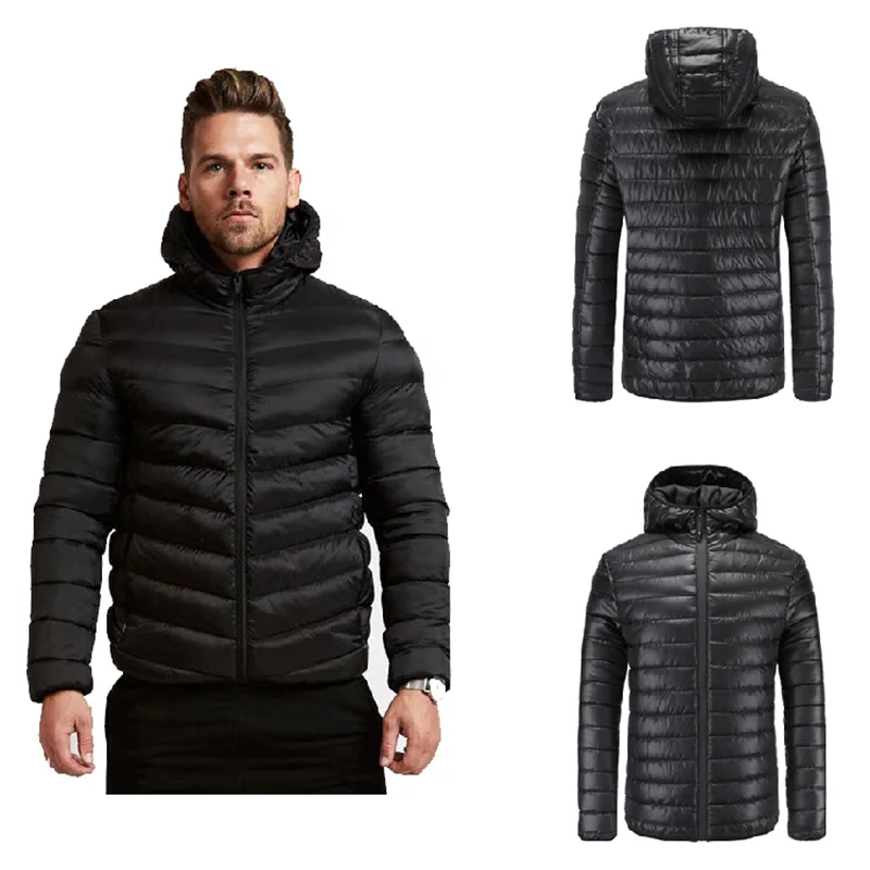 

Pop New Winter Jacket Men parkas Casual Cotton Padded Jacket Men Hooded Warm Coats Classic Black Windproof Jacket