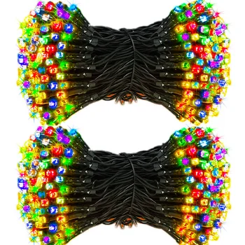 Guirlanda de natal levou luz de fadas ao ar livre movido a energia solar luzes da corda 8 modo 12m/35m jardim decoração de casamento à prova d' água